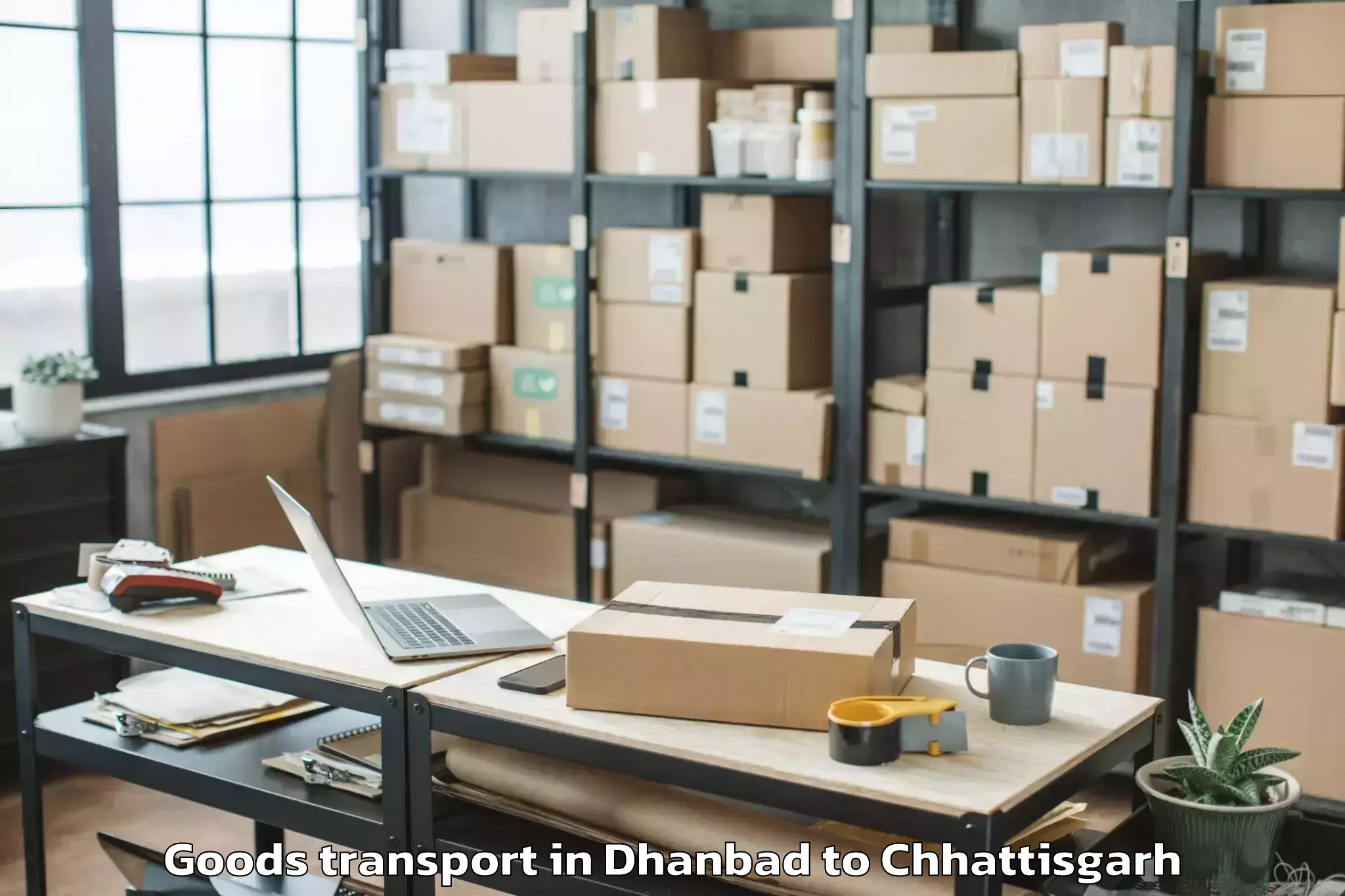 Book Dhanbad to Gharghoda Goods Transport Online